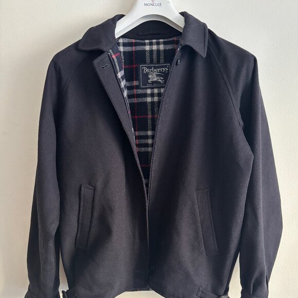 Vintage Burberry England Navy Blue Wool Blouson Zip Jacket Nova Check - 10 - Picture 2 of 16